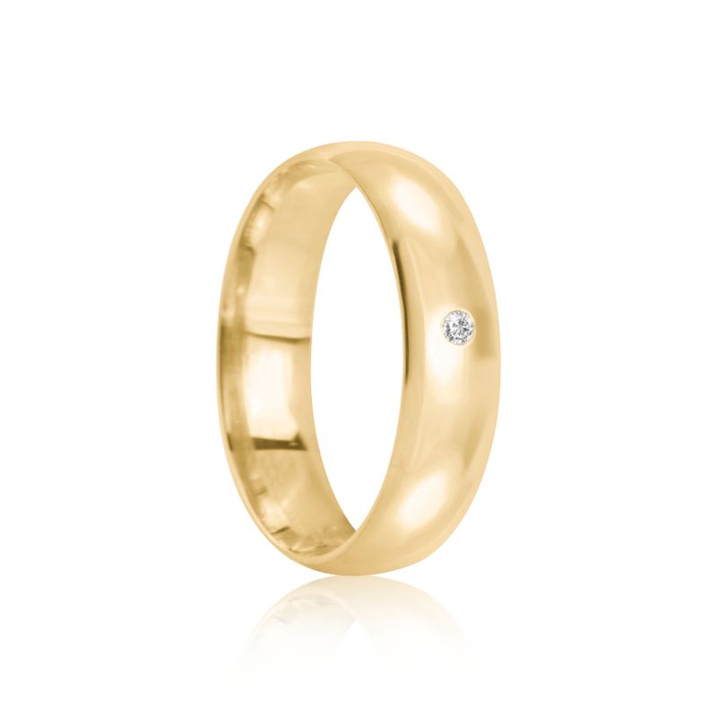 Par Aliança Ouro 18k Abaulada 5,7mm Diamante 2pts (801831/1830)