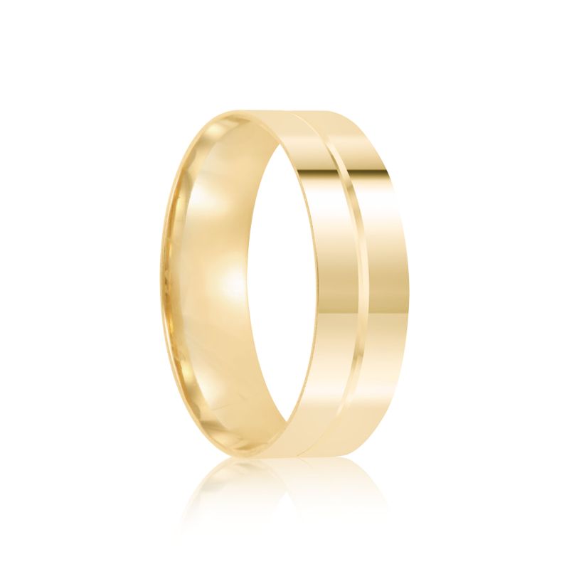 Par Aliança Ouro 18k Reta Semi Anatômica 5,7mm Diamantes (801839/1838)