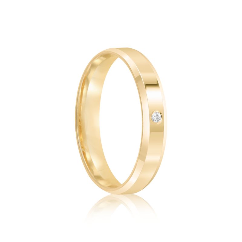 Par Aliança Ouro 18k Reta 4mm Anatômica  Diamante 1,5pts (800059/1324)