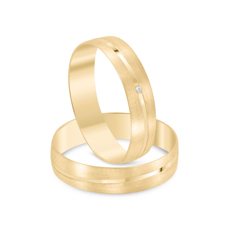 Par Aliança Ouro 18k Abaulada 4mm Diamante 0,50Pts (801389/1388)
