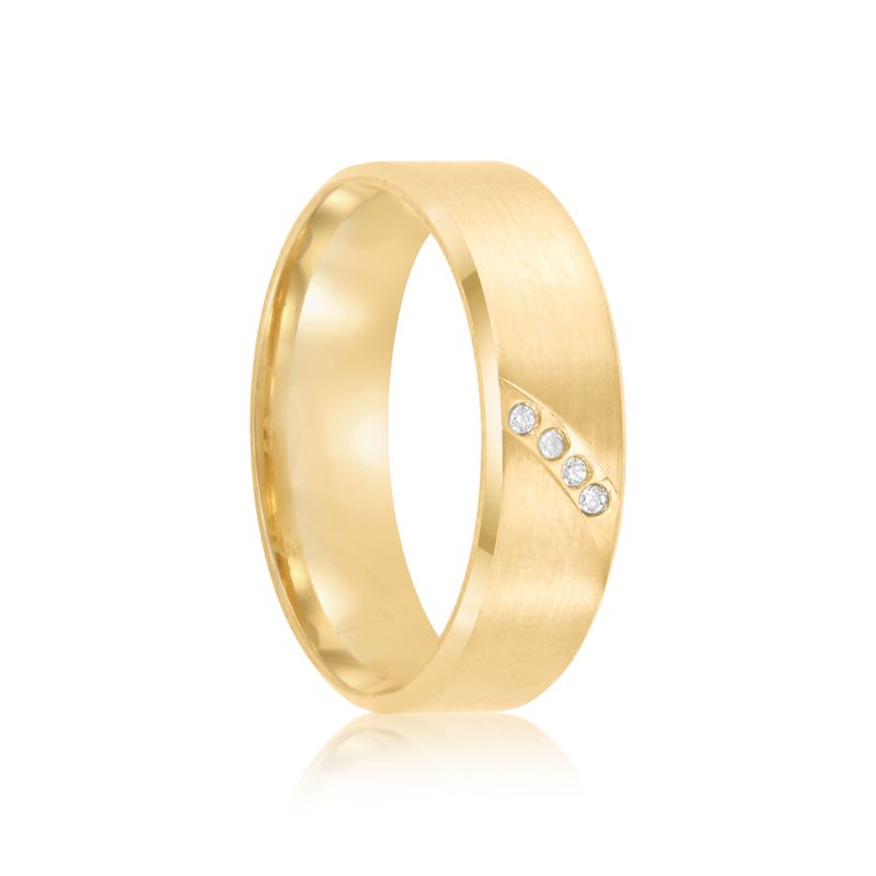 Par Aliança Ouro 18k Reta Anatômica 5,6mm Diamantes (801417/1416)