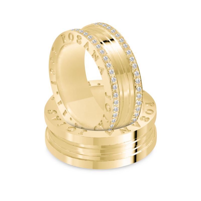 Par Aliança Ouro 18k Reta 8mm Diamantes (801871/1872)