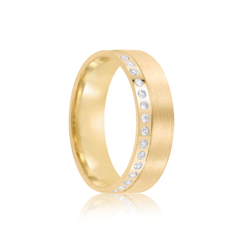 Par Aliança Ouro 18k Reta 5,6mm Diamantes (801397/1395)