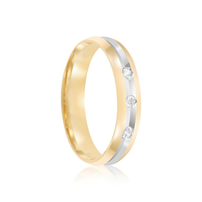 Par Aliança Ouro 18k Abaulada 4mm Diamantes (800037/038)