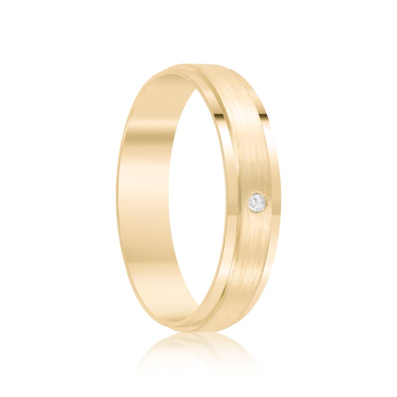 Par Aliança Ouro 18k Reta 4mm Diamante 1pts (801385/1384)