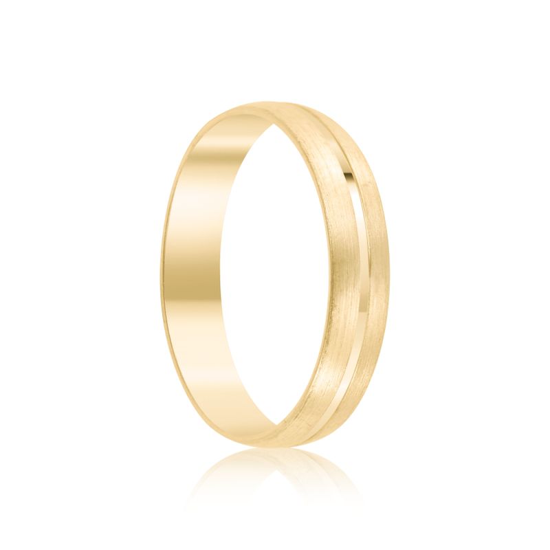 Par Aliança Ouro 18k Abaulada 3,7mm Diamante 1pts (801358/1359)