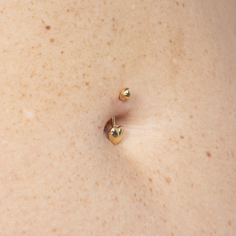 Piercing Ouro 18k Umbigo Coração