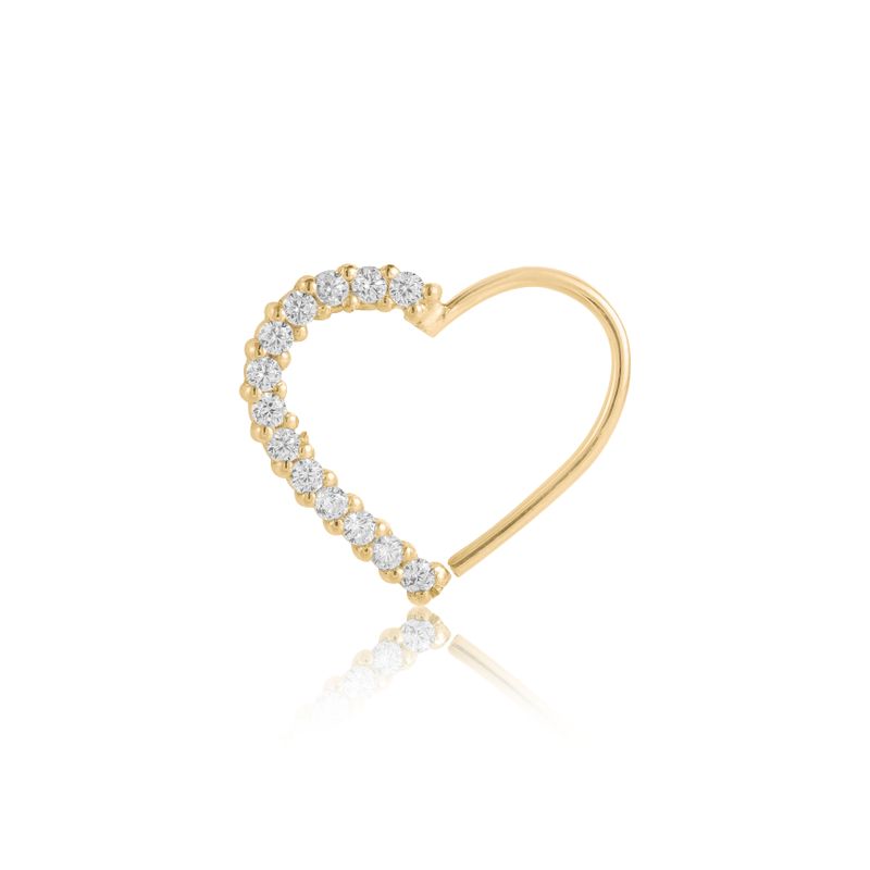 Piercing Ouro 18k Orelha Coração Zircônia 2400468