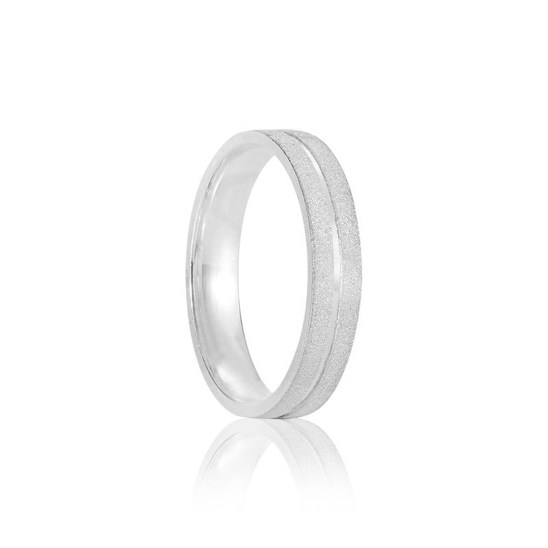 Aliança Prata Individual Reta Semi Anatômica Friso 4mm 801283