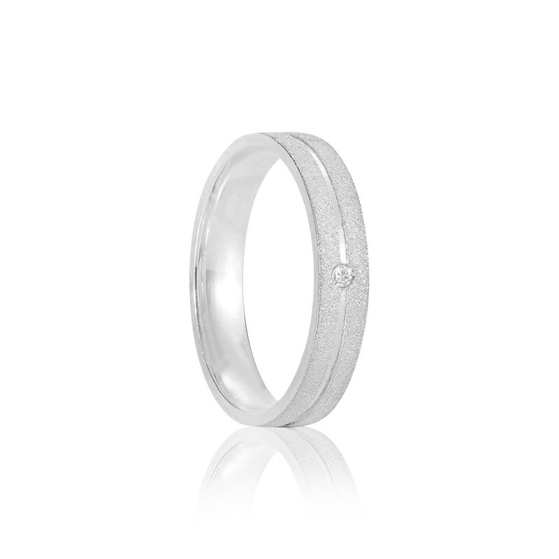 Aliança Prata Individual Reta Semi Anatômica Friso 4mm 801283