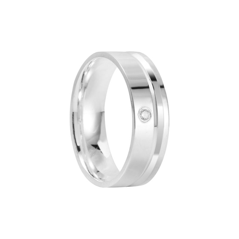 Aliança Prata Individual Reta Semi Anatômica Friso 6mm 800274/800275