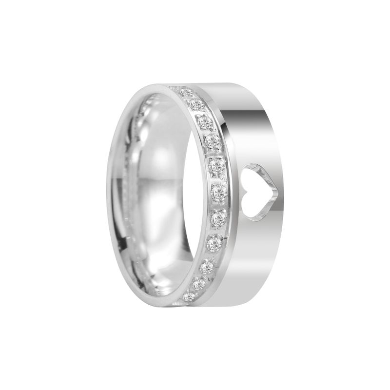 Aliança Prata Individual Reta Semi Anatômica Coração Friso 8mm 801320/801319