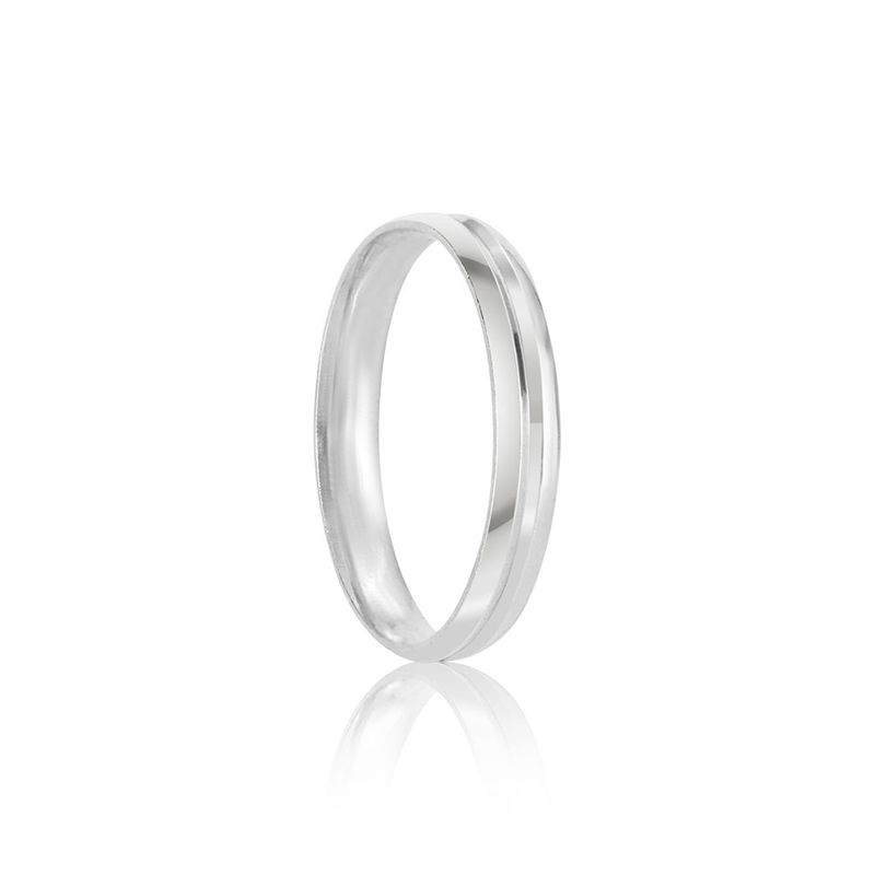 Aliança Prata Individual Abaulada Friso 3mm 800388