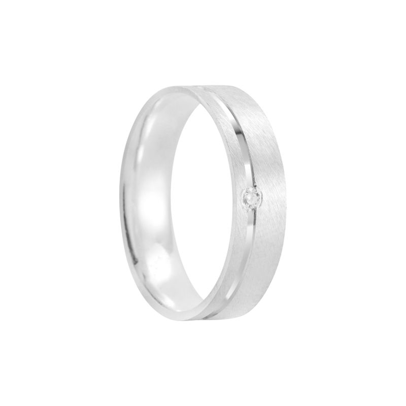 Aliança Prata Individual Reta Semi Anatômica Friso 5mm 801292/801291