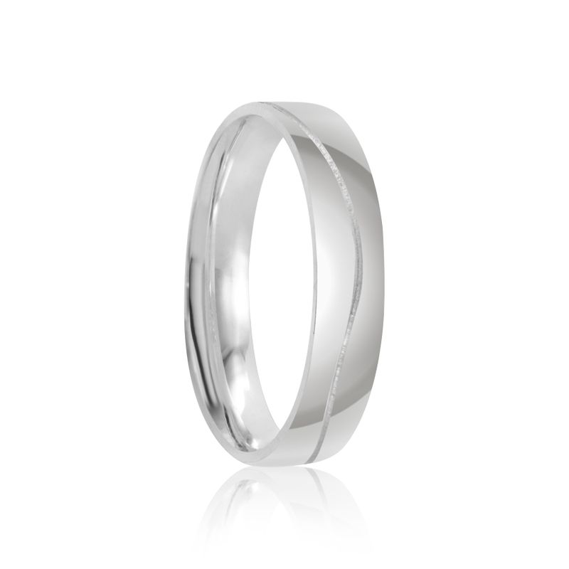 Aliança Prata Individual Abaulada Semi Anatômica Friso 4mm 801890/801891