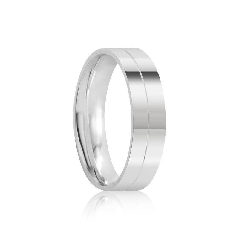 Aliança Prata Individual Semi Anatômica Friso 5mm 801918/801919