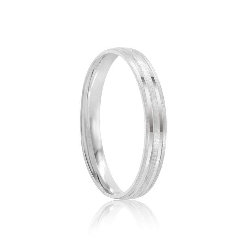 Aliança Prata Individual Semi Anatômica Friso 3mm 801920