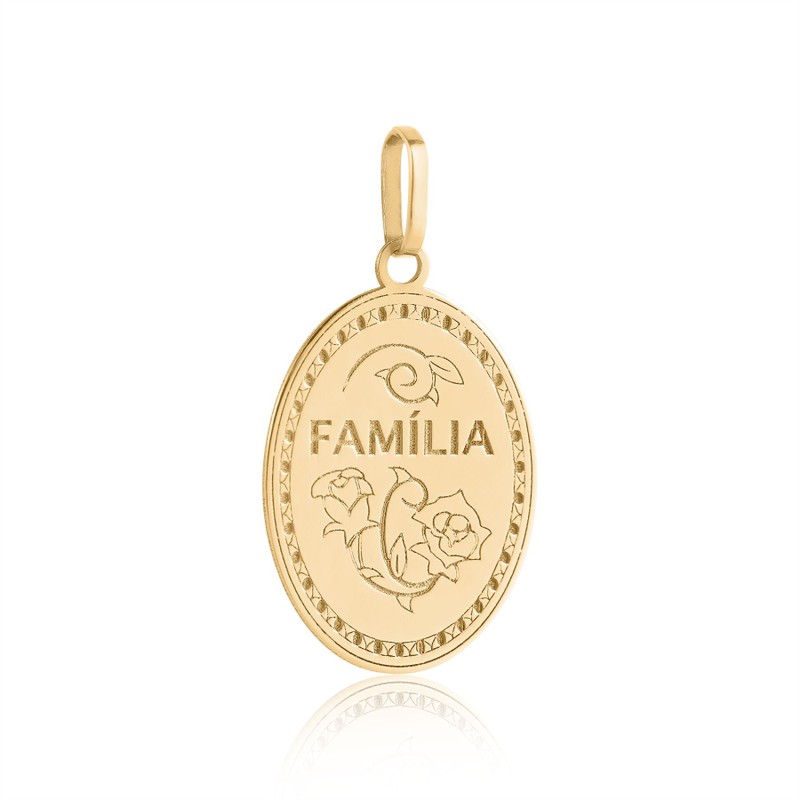 Pingente Ouro 18k Oval Família