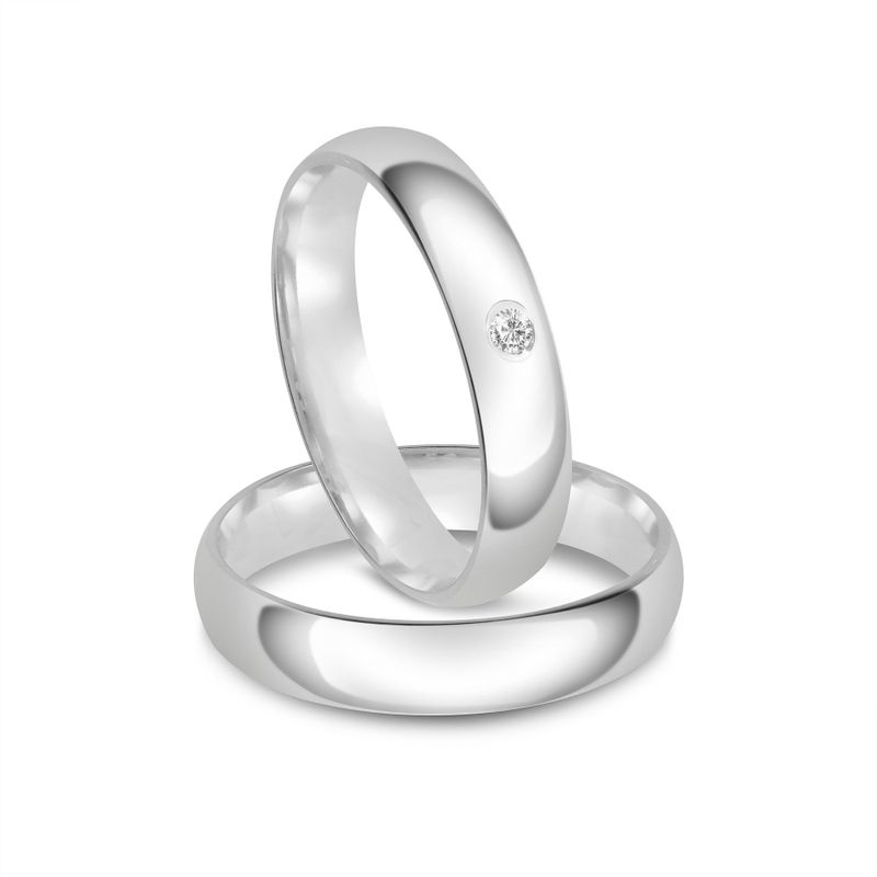 Par Aliança Prata Anatômica Abaulada 3,8mm 802122/802123