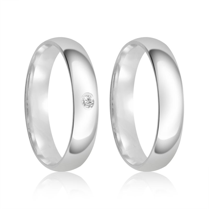 Par Aliança Prata Anatômica Abaulada 3,8mm 802122/802123