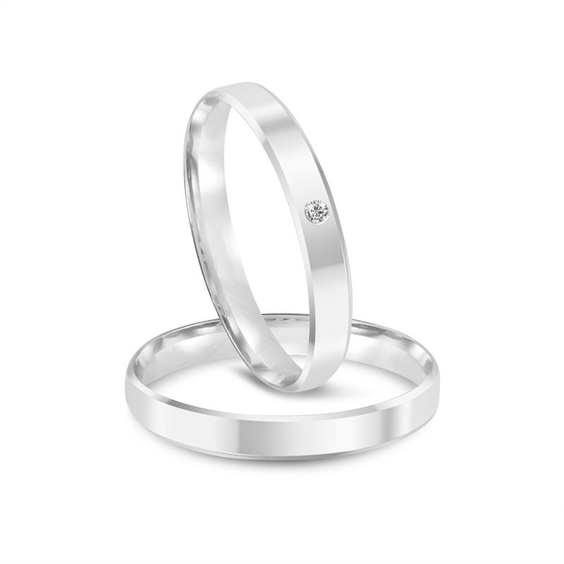 Par Aliança Prata Reta Semi Anatômica  3mm 802127/802128