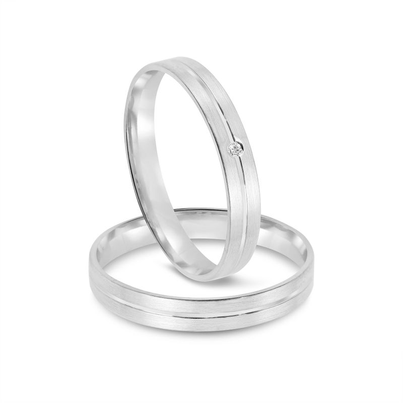 Par Aliança Prata  Reta Semi Anatômica  Friso  3,4mm 802129/802130