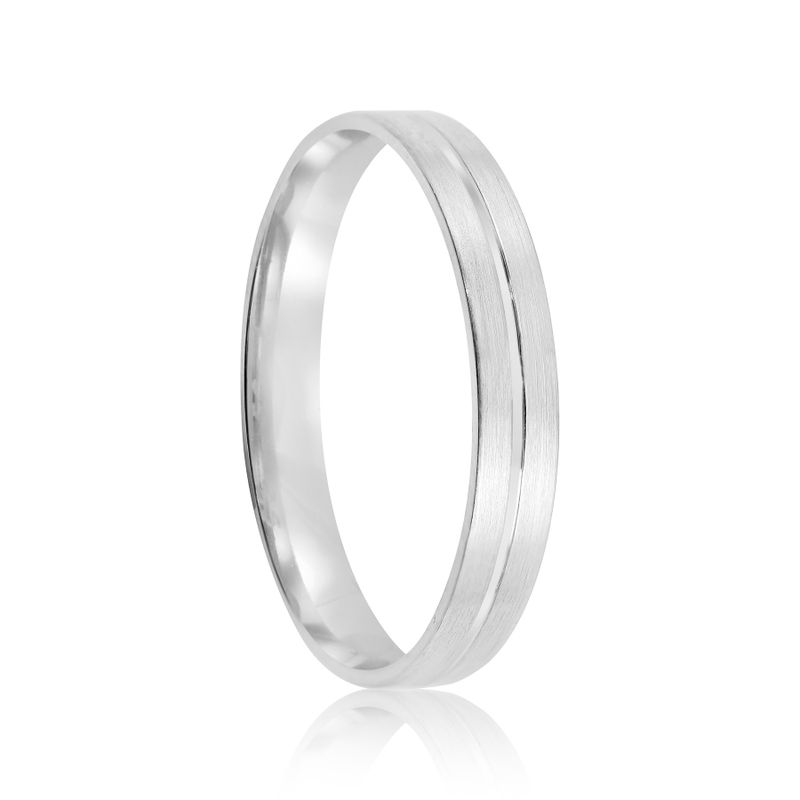Aliança Prata Individual Reta Semi Anatômica Friso 3,4mm 802129/802130