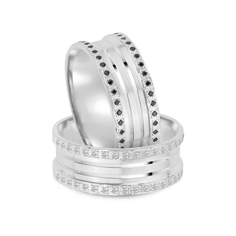 Par Aliança Prata  Reta Semi Anatômica Friso  7,75mm  802093/802094