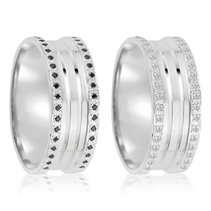 Par Aliança Prata  Reta Semi Anatômica Friso  7,75mm  802093/802094