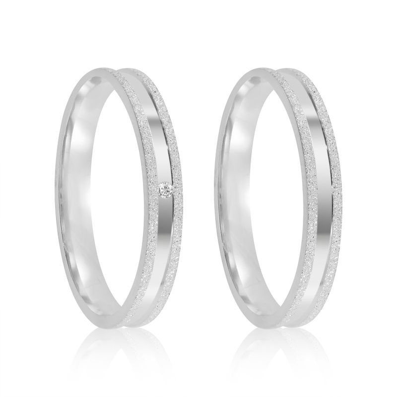 Par Aliança Prata  Reta Semi Anatômica 3mm 802150/802151