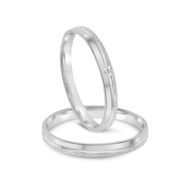 Par Aliança Prata  Reta Semi Anatômica Friso  2,5mm 802148/802149