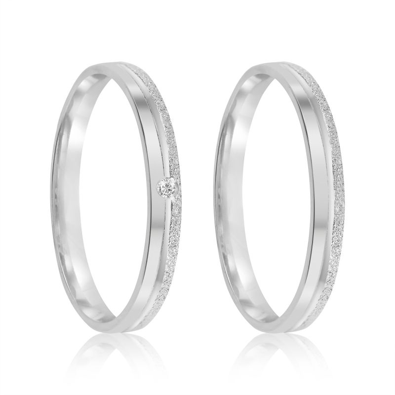 Par Aliança Prata  Reta Semi Anatômica Friso  2,5mm 802148/802149
