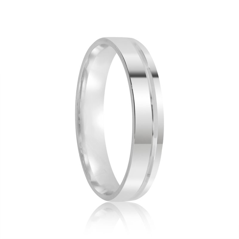 Par Aliança Prata  Reta Semi Anatômica  Friso 4mm 802153/802154