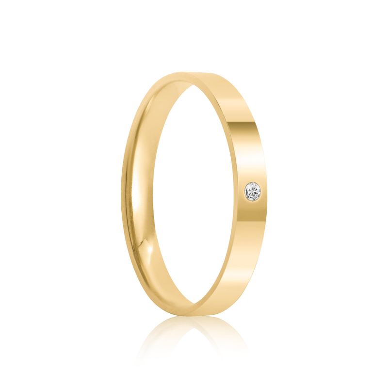 Aliança Ouro 18k Individual  Reta  Anatômica  2,5mm  Diamante  1  pts  (800889/0890)