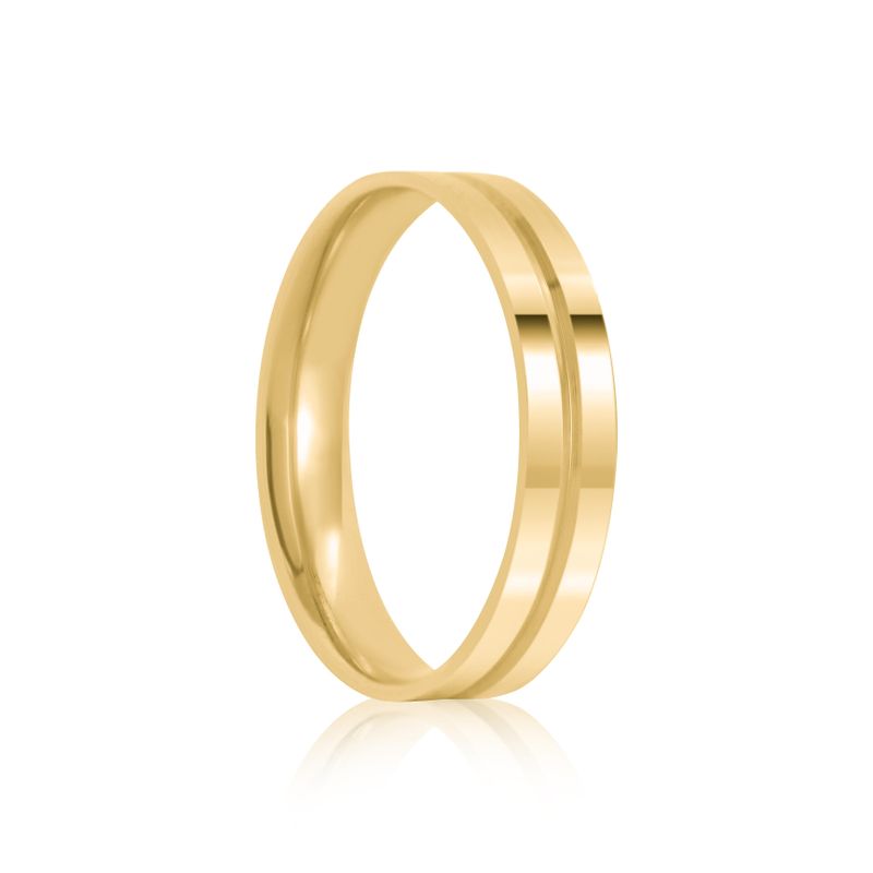 Aliança Ouro 18k Individual  Reta  Anatômica  4mm  Diamante  1,5  pts  (800863/0862)