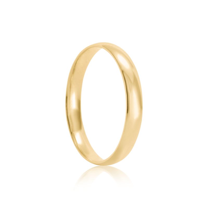 Aliança Ouro 18k Individual  Abaulada Anatômica  3mm  Diamante  1,5  pts  (800100/0103)