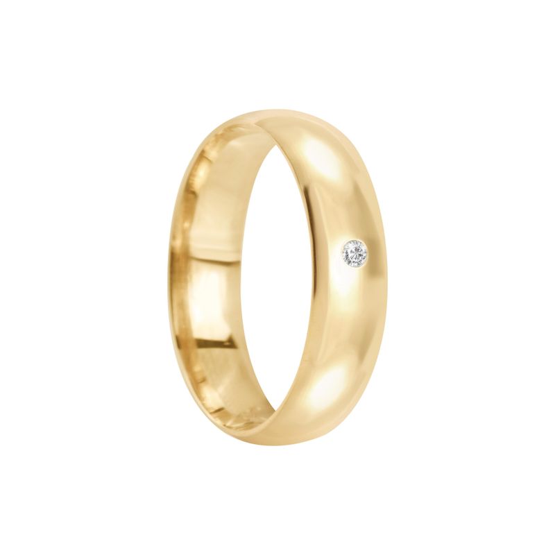 Aliança Ouro 18k Individual  Abaulada  5,6mm  Diamante  2  pts  (801831/1830)
