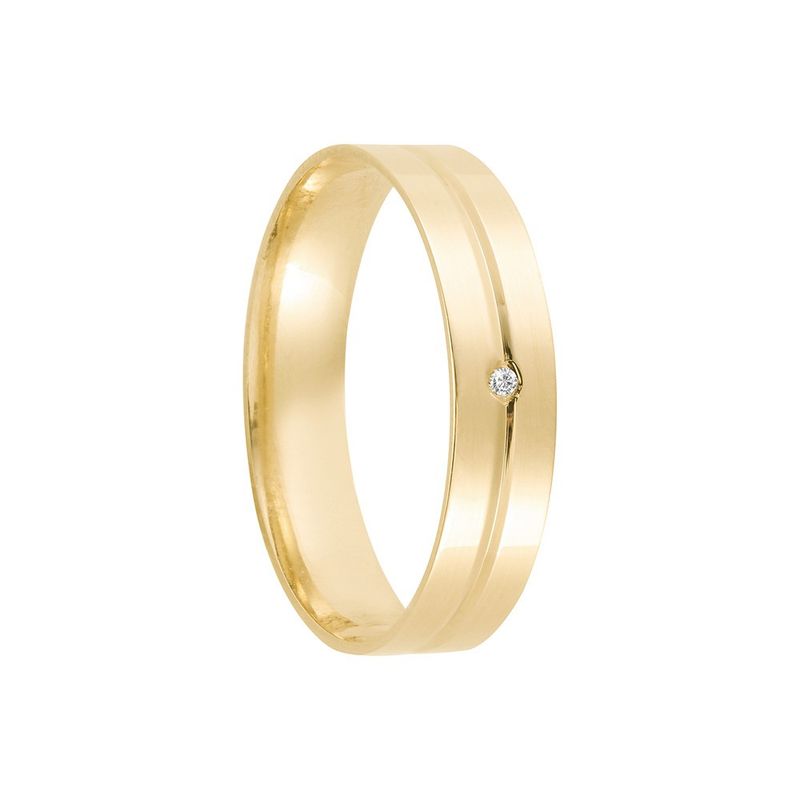 Aliança Ouro 18k Individual  Reta  4mm  Diamante  1  pts  (801835/1834)