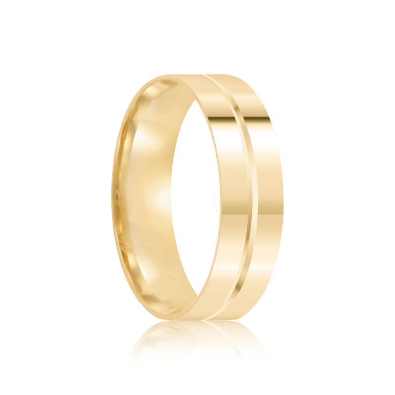 Aliança Ouro 18k Individual  Reta  Semi Anatômica  5mm  Diamante  1  pts  (801836/1837)