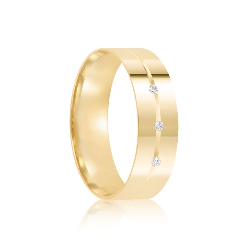 Aliança Ouro 18k Individual  5,7mm  Diamantes 3  pts  (801839/1838)