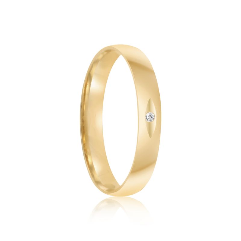 Aliança Ouro 18k Individual  Abaulada  3,2mm  Diamante  1,5  pts  (801942/1943)