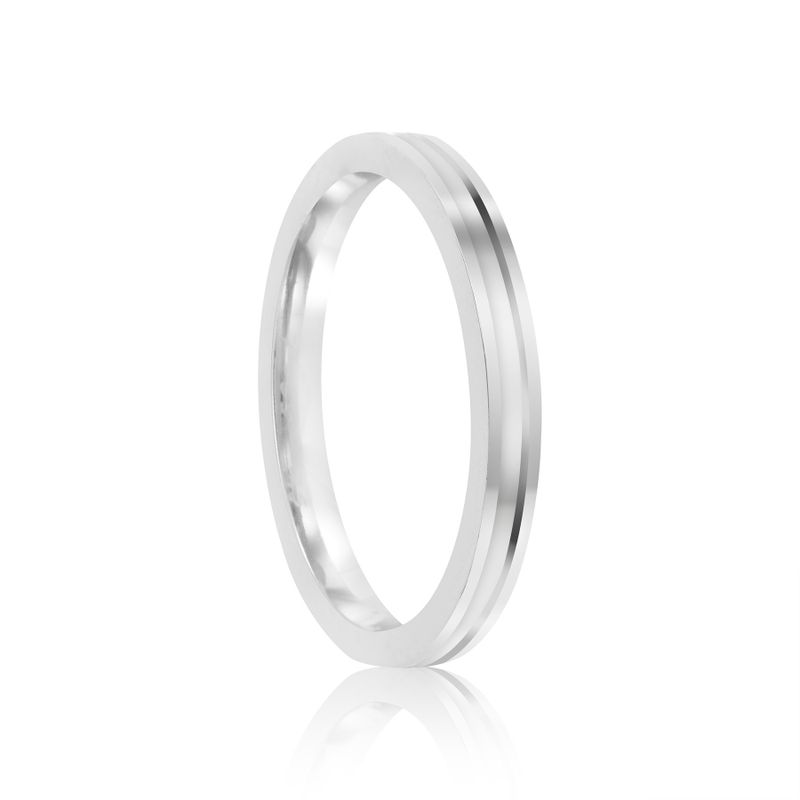 Par Aliança Prata  Reta Semi Anatômica Friso 2,5mm  802143/802144