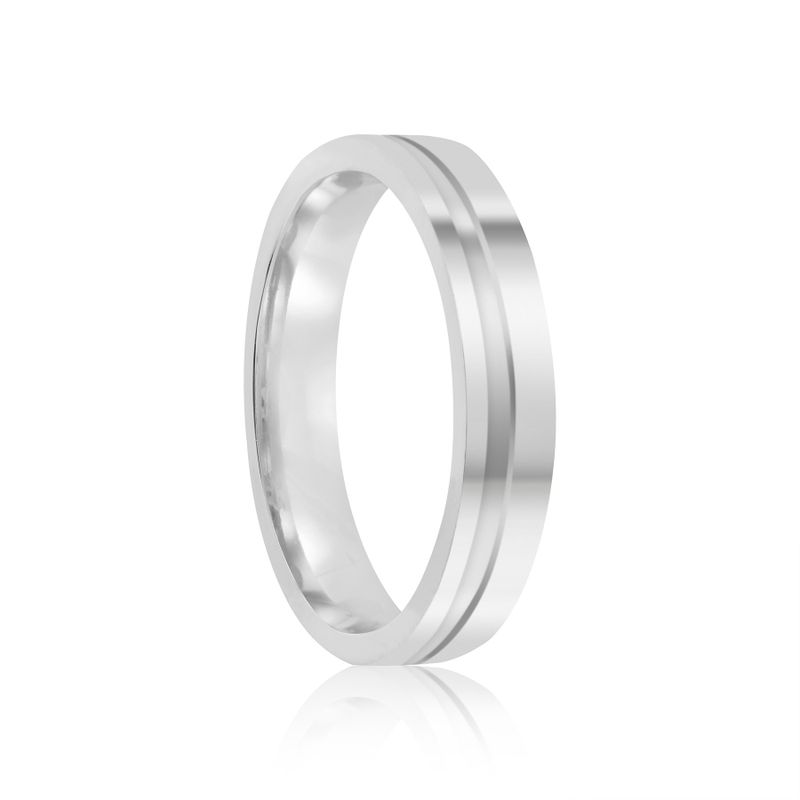 Par Aliança Prata Semi Anatômica Reta Friso 802156/802157