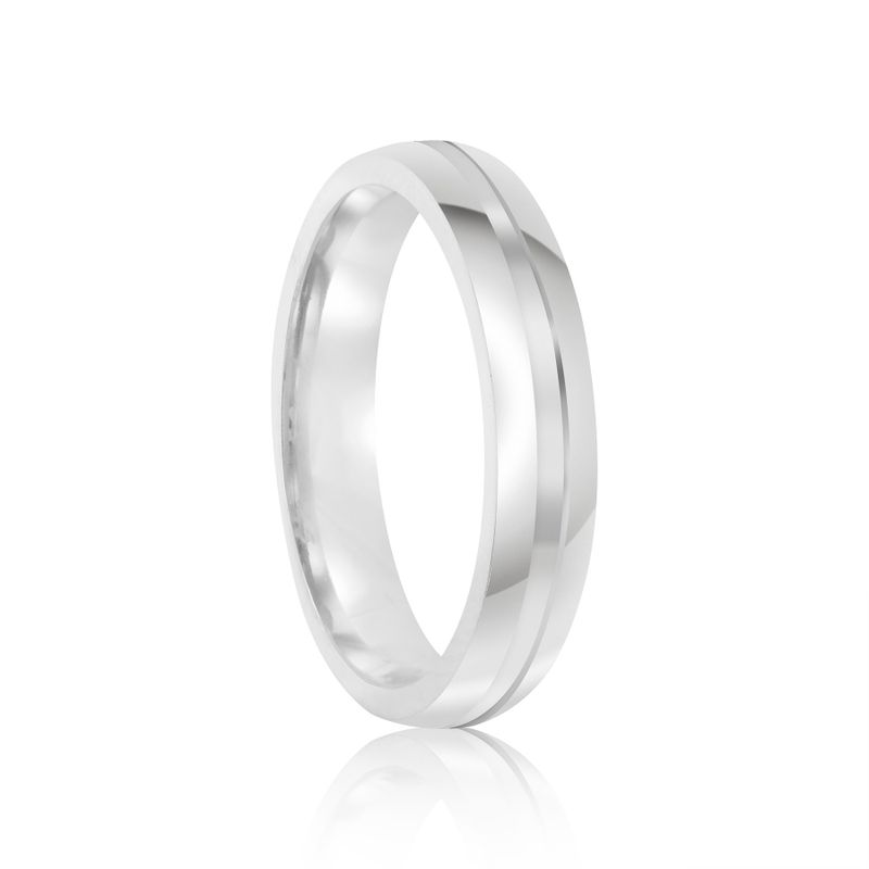 Par Aliança Prata  Abaulado Semi Anatômica   Friso  4mm  802158/802159