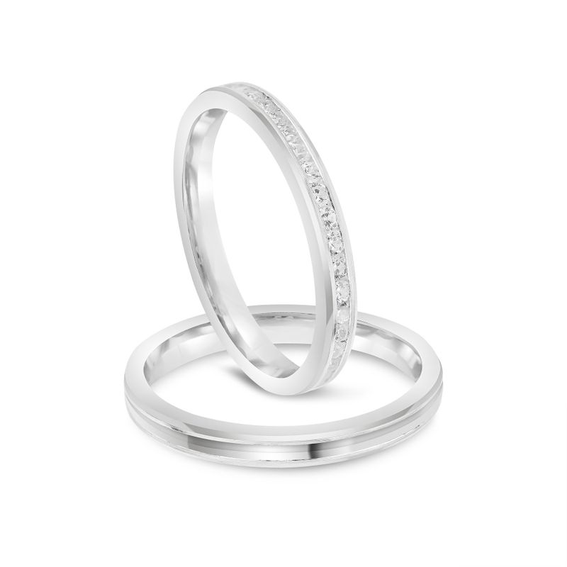 Par Aliança Prata Semi Anatômica Friso 2,5mm 802164/802165