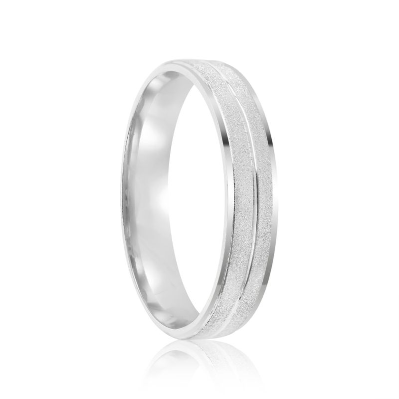 Par Aliança Prata  Reta Semi Anatômica Friso Coração  4mm  802168/802169
