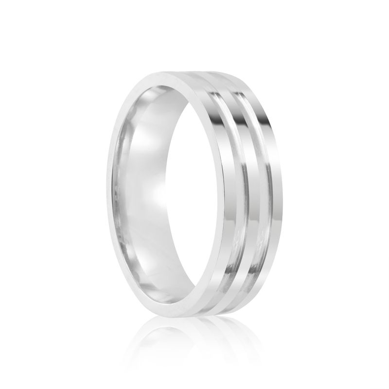 Par Aliança Prata  Reta Semi Anatômica  Friso 6mm 802176/802177