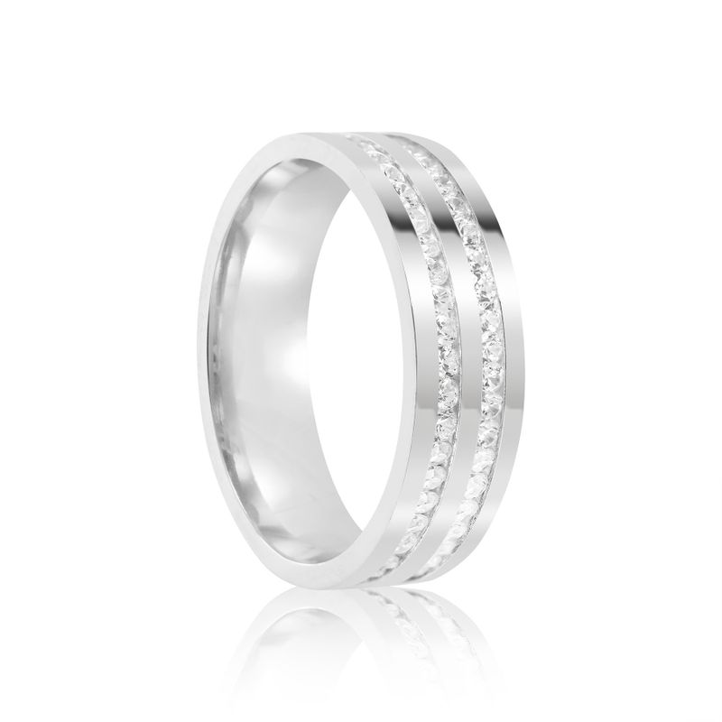 Par Aliança Prata  Reta Semi Anatômica  Friso 6mm 802176/802177