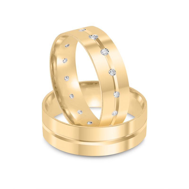 Par Aliança Ouro 18k Moissanite Semi Anatômica 5,70mm (802080/2079)