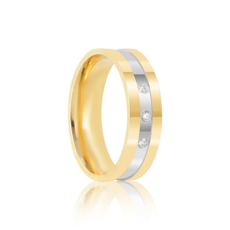 Par Aliança Ouro 10k  Reta  Zircônia  5,7mm  (801611/1660)